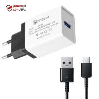 شارژر دیواری رومن مدل QC3.0-CB به همراه کابل تبدیل USB-C شارژر دیواری رومن مدل QC3.0-CB به همراه کابل تبدیل USB-C