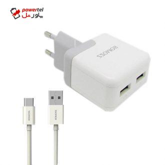 شارژر دیواری روموس مدل AC12S به همراه کابل تبدیل USB-C