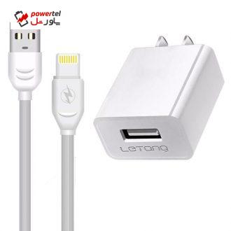شارژر دیواری لیتانگ مدل LT-TZ-02 به همراه کابل تبدیل لایتنینگ