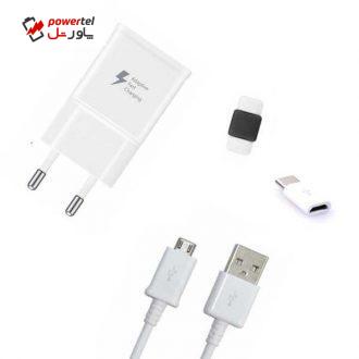 شارژر دیواری مدل EP-TA20EWE همراه با کابل micro usb و مبدل micro به type-c