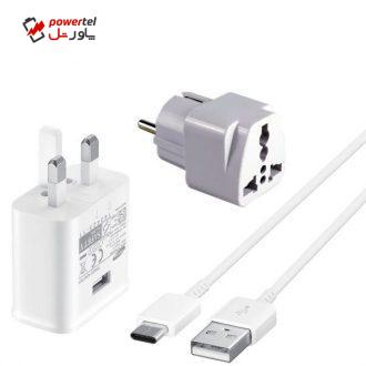شارژر دیواری مدل EP-TA20UWE به همراه کابل تبدیل USB-C و مبدل برق تکنو شارژر دیواری مدل EP-TA20UWE به همراه کابل تبدیل USB-C و مبدل برق تکنو