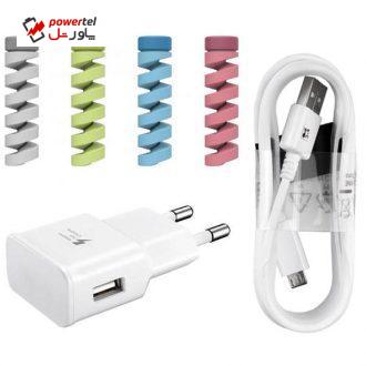 شارژر دیواری مدل TA20EWE همراه با کابل Micro USB و محافظ کابل شارژر دیواری مدل TA20EWE همراه با کابل Micro USB و محافظ کابل