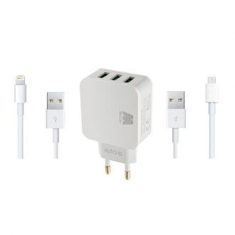 شارژر دیواری مک کوی مدل MC-CH01 به همراه 2 عدد کابل شارژ شارژر دیواری مک کوی مدل MC-CH01 به همراه 2 عدد کابل شارژ