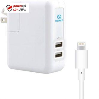 شارژر دیواری نزتک مدل N422 همراه با کابل لایتنینگ