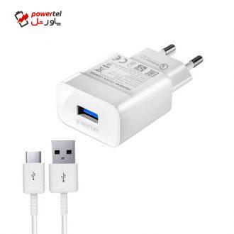 شارژر دیواری هوآوی مدل HW-059200EHQ-USB3 به همراه کابل USB-C
