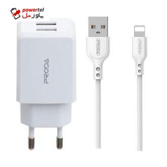 شارژر دیواری پرودا مدل PD-A22 به همراه کابل تبدیل لایتنینگ شارژر دیواری پرودا مدل PD-A22 به همراه کابل تبدیل لایتنینگ