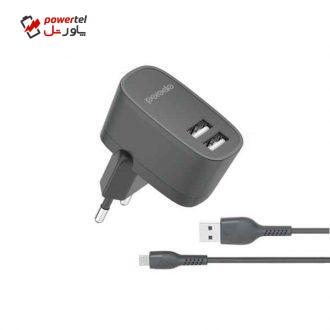 شارژر دیواری پرودو مدل PD-56EUM-BK به همراه کابل تبدیل microUSB