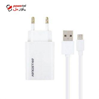 شارژر دیواری کینگ استار مدل  KW151 A  به همراه کابل تبدیل microUSB