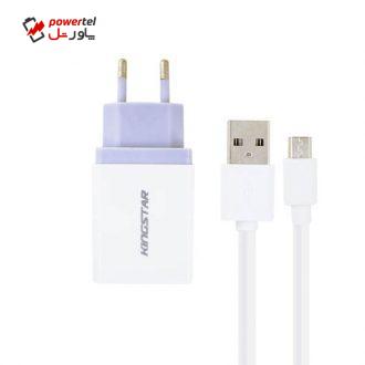 شارژر دیواری کینگ استار مدل KW155 A به همراه کابل تبدیل microUSB