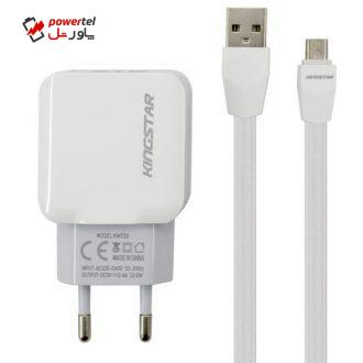 شارژر دیواری کینگ استار مدل KW156 A به همراه کابل تبدیل microUSB