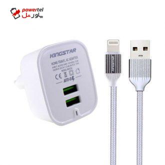 شارژر دیواری کینگ استار مدلKW152 i به همراه کابل تبدیل لایتنینگ شارژر دیواری کینگ استار مدلKW152 i به همراه کابل تبدیل لایتنینگ