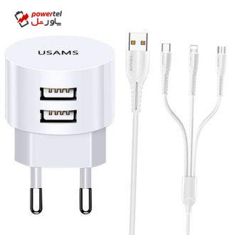 شارژر دیواری یوسمز مدل USM به همراه کابل تبدیل microUSB / Lightning / USB-C شارژر دیواری یوسمز مدل USM به همراه کابل تبدیل microUSB / Lightning / USB-C