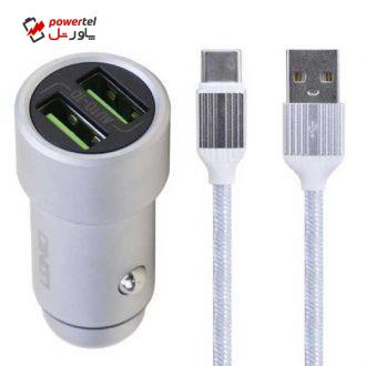 شارژر فندکی الدینیو مدل C302 به همراه کابل تبدیل USB-C