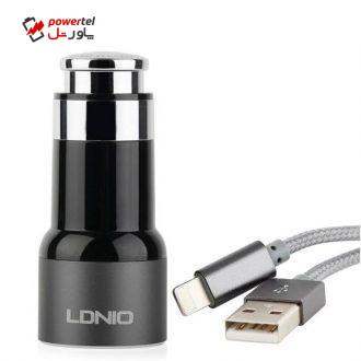 شارژر فندکی الدینیو مدل C303 همراه با کابل Lightning