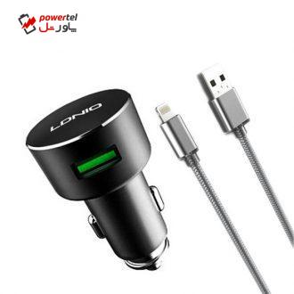 شارژر فندکی الدینیو مدل C308 همراه با کابل Lightning شارژر فندکی الدینیو مدل C308 همراه با کابل Lightning