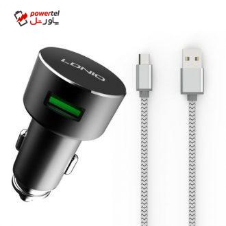 شارژر فندکی الدینیو مدل C308 همراه با کابل microUSB