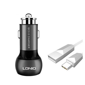 شارژر فندکی الدینیو مدل C503Q همراه با کابل microUSB شارژر فندکی الدینیو مدل C503Q همراه با کابل microUSB