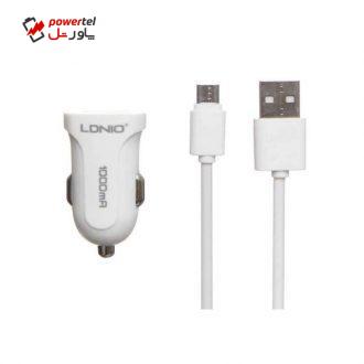 شارژر فندکی الدینیو مدل DL-C17 به همراه کابل تبدیل microUSB