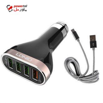 شارژر فندکی الدینیو مدل c70iq به همراه کابل تبدیل microUSB شارژر فندکی الدینیو مدل c70iq به همراه کابل تبدیل microUSB