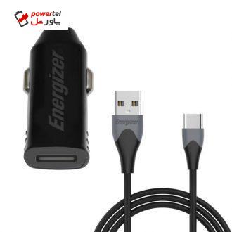 شارژر فندکی انرجایزر مدل DC1Q3UC23 به همراه کابل تبدیل USB-C شارژر فندکی انرجایزر مدل DC1Q3UC23 به همراه کابل تبدیل USB-C