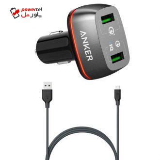 شارژر فندکی انکر مدل A2224 به همراه کابل microUSB شارژر فندکی انکر مدل A2224 به همراه کابل microUSB