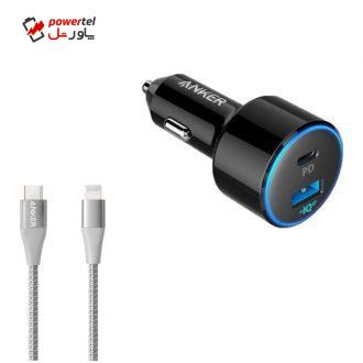 شارژر فندکی انکر مدل A2229 PowerDrive Speed plus  2 به همراه کابل تبدیل لایتنینگ