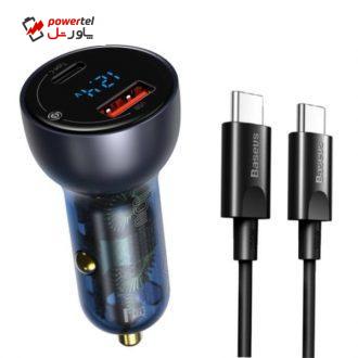 شارژر فندکی باسئوس مدل TZCCKX_0G به همراه کابل تبدیل USB-C