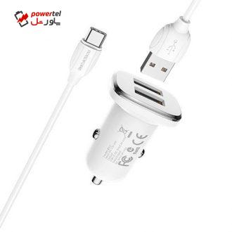 شارژر فندکی بروفون مدل BZ12 به همراه کابل تبدیل USB-C