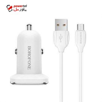 شارژر فندکی بروفون مدل BZ12 A به همراه کابل تبدیل MicroUSB