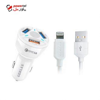 شارژر فندکی جرلکس مدل GC-06 به همراه کابل تبدیل لایتنینگ