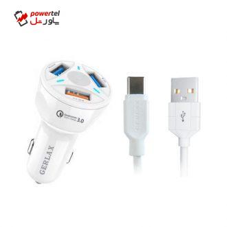 شارژر فندکی جرلکس مدل GC-06 به همراه کابل تبدیل USB-C شارژر فندکی جرلکس مدل GC-06 به همراه کابل تبدیل USB-C