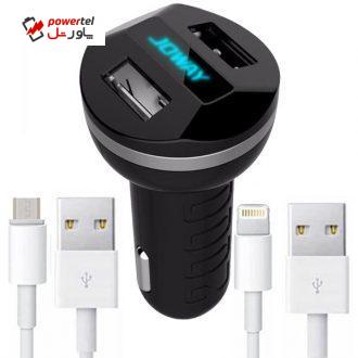 شارژر فندکی جووی مدل JC16 به همراه کابل تبدیل لایتنینگ و microUSB شارژر فندکی جووی مدل JC16 به همراه کابل تبدیل لایتنینگ و microUSB