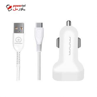 شارژر فندکی دبلیو یو دبلیو مدل T22 به همراه کابل تبدیل microUSB شارژر فندکی دبلیو یو دبلیو مدل T22 به همراه کابل تبدیل microUSB