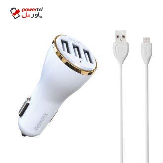 شارژر فندکی ریمکس مدل RCC303 به همراه کابل تبدیل microUSB