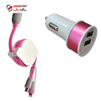 شارژر فندکی مدل Superior به همراه کابل USB به microUSB و لایتنینگ