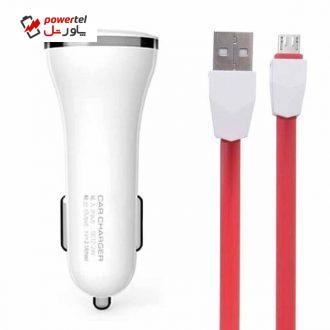 شارژر فندکی مدل T-12 به همراه کابل تبدیل microUSB شارژر فندکی مدل T-12 به همراه کابل تبدیل microUSB