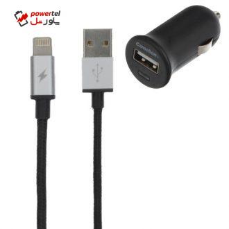 شارژر فندکی کملیون مدل DD811 به همراه کابل تبدیل لایتنینگ
