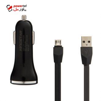 شارژر فندکی کینگ استار مدل K23 A به همراه کابل microUSB شارژر فندکی کینگ استار مدل K23 A به همراه کابل microUSB