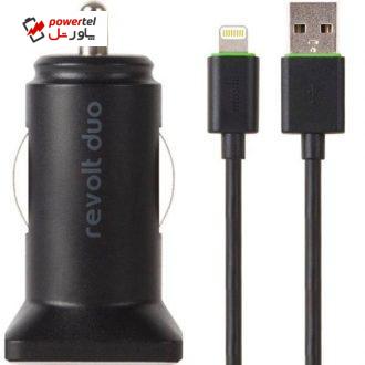 شارژر فندکی 20 وات موشی مدل Revolt Duo به همراه کابل لایتنینگ