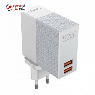 شارژر همراه الدینیو مدل PA606  ظرفیت 5200 میلی آمپر ساعت