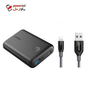 شارژر همراه انکر مدل A1230 PowerCore II ظرفیت 10000 میلی آمپر ساعت به همراه کابل تبدیل لایتنینگ شارژر همراه انکر مدل A1230 PowerCore II ظرفیت 10000 میلی آمپر ساعت به همراه کابل تبدیل لایتنینگ