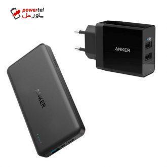 شارژر همراه انکر مدل A1261 PowerCore II Slim ظرفیت 10000 میلی آمپر ساعت به همراه شارژر دیواری