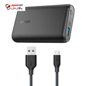 شارژر همراه انکر مدل A1266 ظرفیت 10000 میلی آمپر ساعت به همراه کابل microUSB