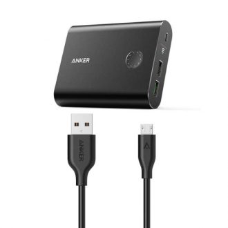 شارژر همراه انکر مدل A1316 PowerCore Plus With QC3 با ظرفیت 13400mAH به همراه کابل microUSB