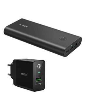 شارژر همراه انکر مدل A1374 PowerCore Plus با ظرفیت 26800 میلی آمپر ساعت به همراه شارژر دیواری شارژر همراه انکر مدل A1374 PowerCore Plus با ظرفیت 26800 میلی آمپر ساعت به همراه شارژر دیواری