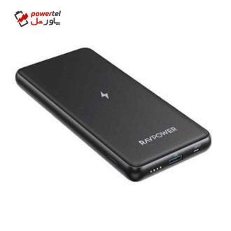 شارژر همراه بی‌سیم راوپاور مدل RP-PB084 ظرفیت 10000 میلی آمپر ساعت