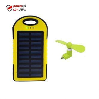 شارژر همراه خورشیدی اس اچ مدل ES-500 ظرفیت 5000 میلی آمپر ساعت همراه با پنکه Mini USB OTG