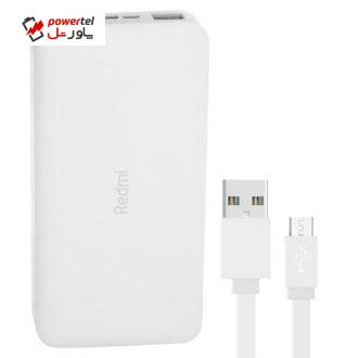 شارژر همراه شیائومی مدل Redmi ظرفیت 10000 میلی آمپر ساعت به همراه کابل تبدیل  microUSB