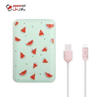 شارژر همراه مائوکسین مدل T-25 – هندوانه ظرفیت 10000 میلی آمپر ساعت به همراه کابل تبدیل microUSB شارژر همراه مائوکسین مدل T-25 – هندوانه ظرفیت 10000 میلی آمپر ساعت به همراه کابل تبدیل microUSB