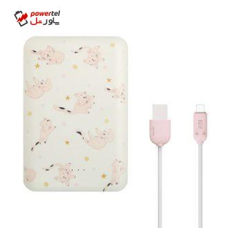 شارژر همراه مائوکسین مدل  T-25 Cute Cat – ظرفیت 10000 میلی آمپر ساعت به همراه کابل تبدیل microUSB